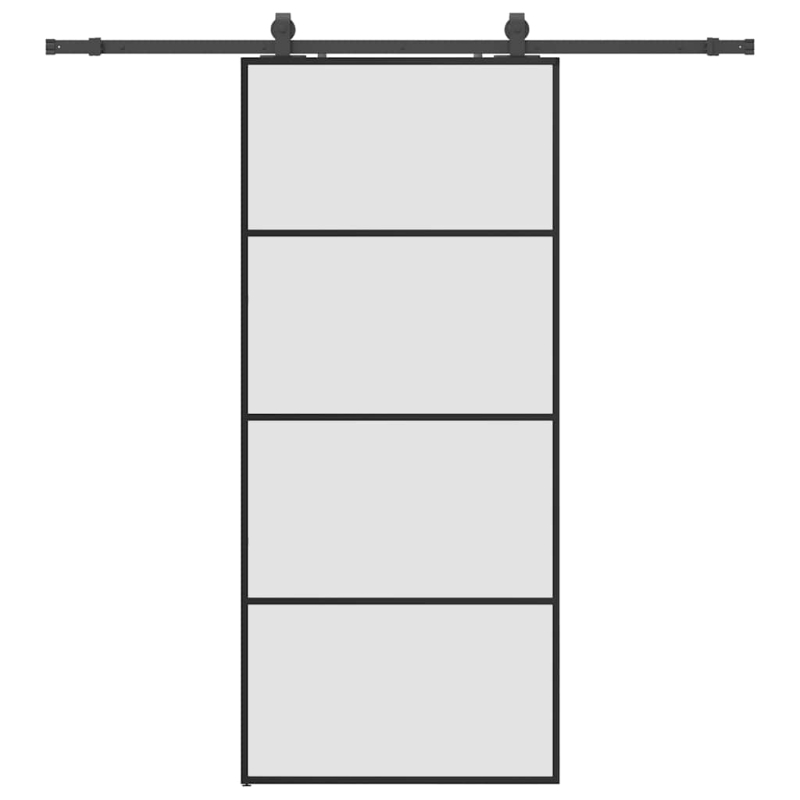 Schiebetür mit Beschlag Schwarz 90x205 cm ESG-Glas