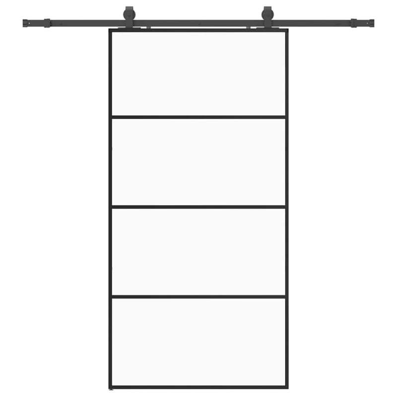 Schiebetür mit Beschlag Schwarz 102,5x205 cm ESG-Glas