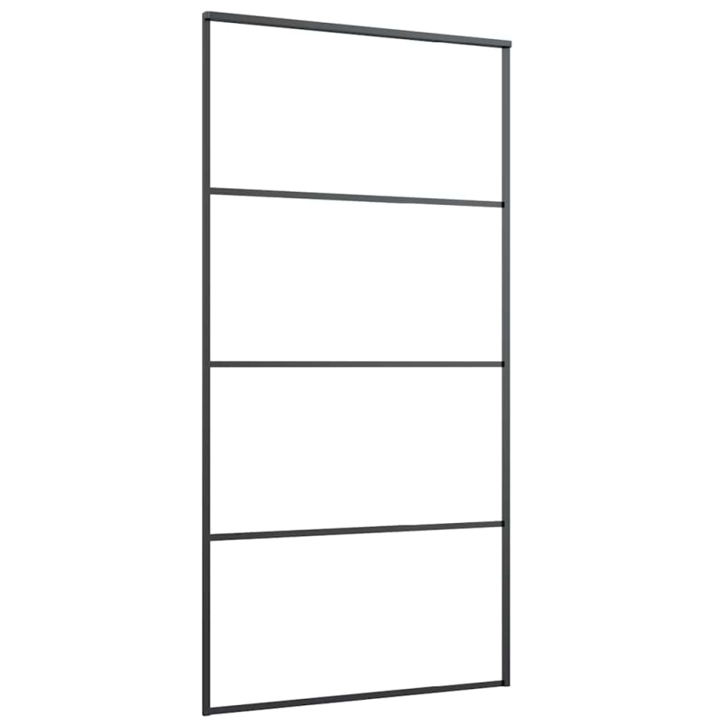 Schiebetür mit Beschlag Schwarz 102,5x205 cm ESG-Glas