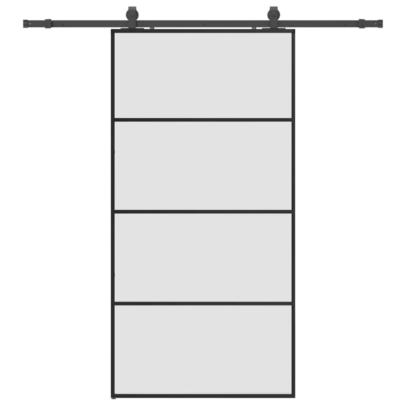 Schiebetür mit Beschlag Schwarz 102,5x205 cm ESG-Glas