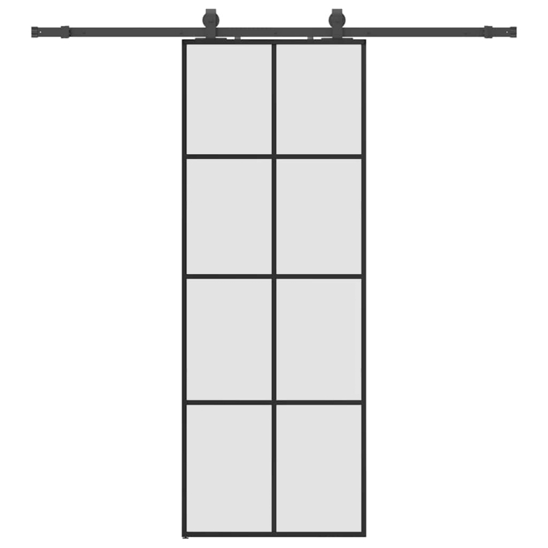 Schiebetür mit Beschlag Schwarz 76x205 cm ESG-Glas