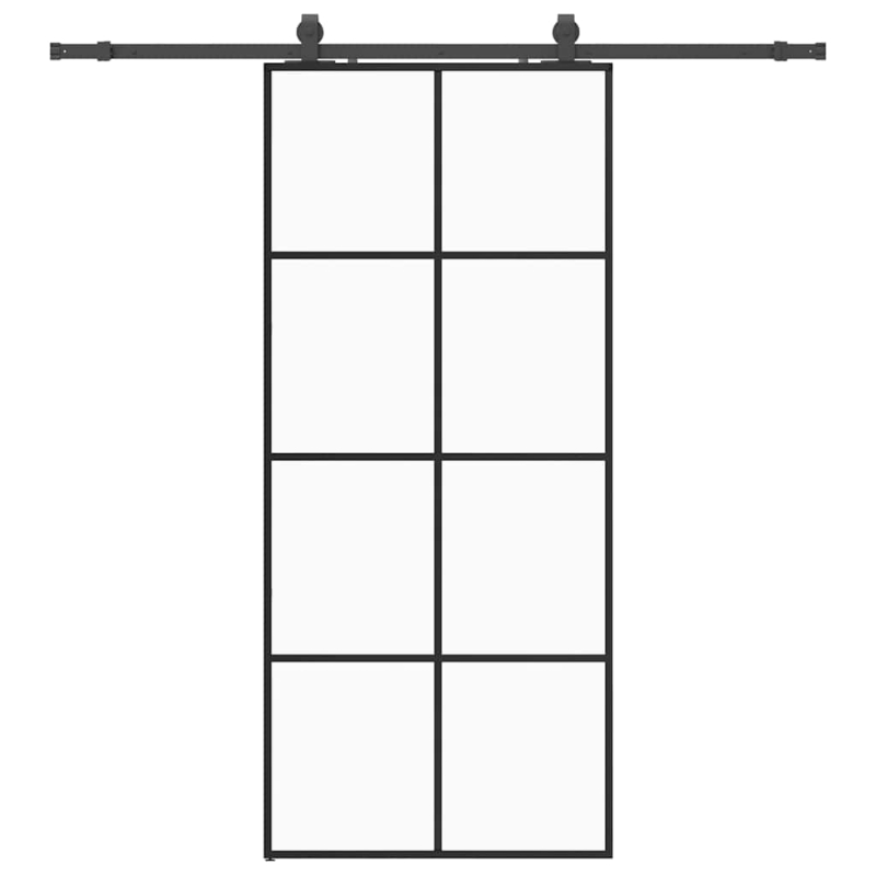 Schiebetür mit Beschlag Schwarz 90x205 cm ESG-Glas