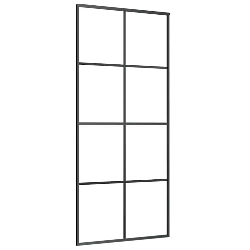 Schiebetür mit Beschlag Schwarz 90x205 cm ESG-Glas