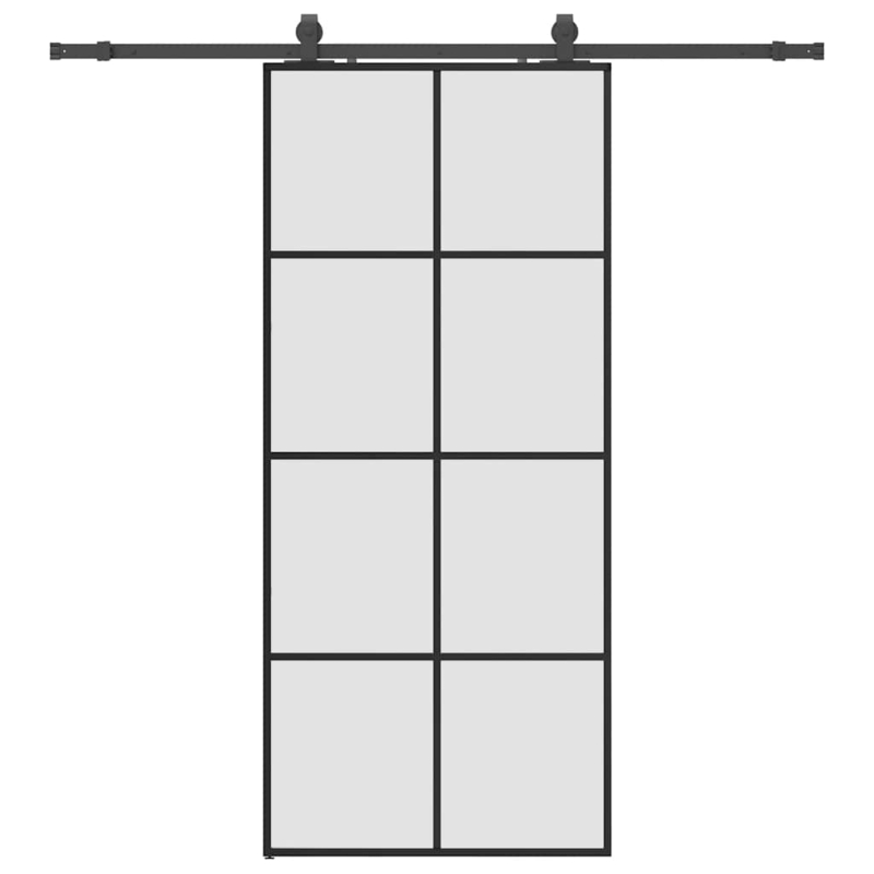 Schiebetür mit Beschlag Schwarz 90x205 cm ESG-Glas