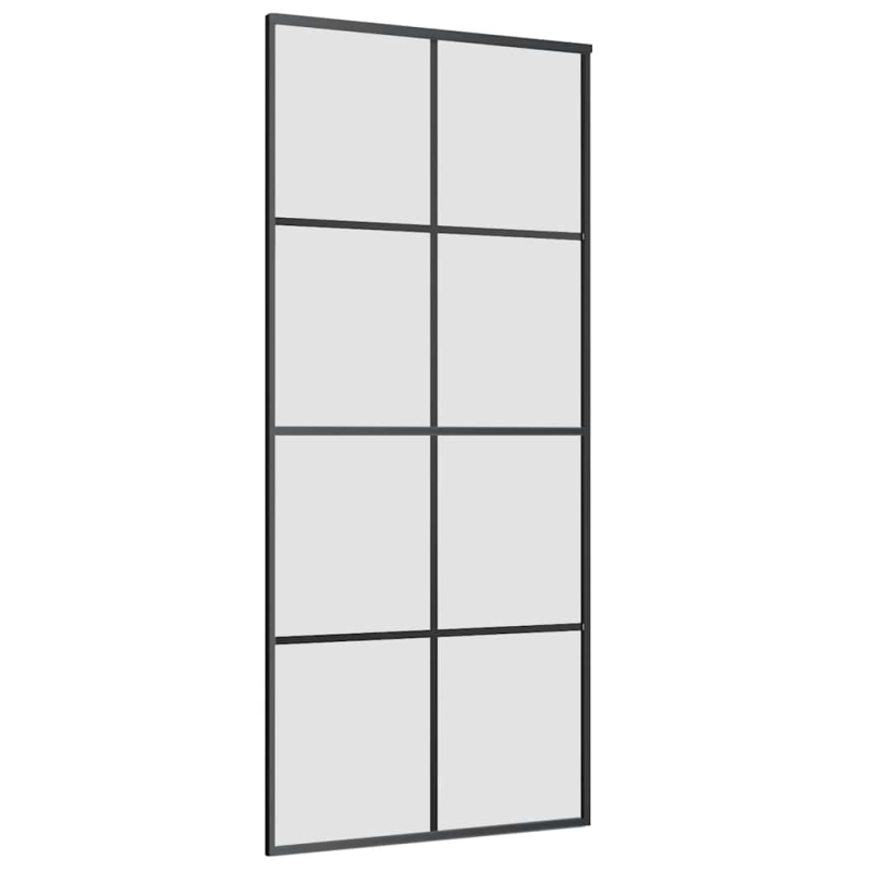 Schiebetür mit Beschlag Schwarz 90x205 cm ESG-Glas
