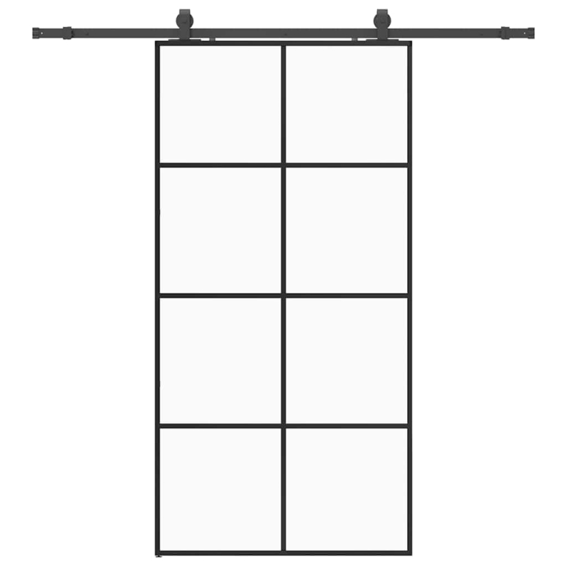 Schiebetür mit Beschlag Schwarz 102,5x205 cm ESG-Glas