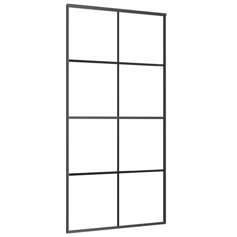 Schiebetür mit Beschlag Schwarz 102,5x205 cm ESG-Glas
