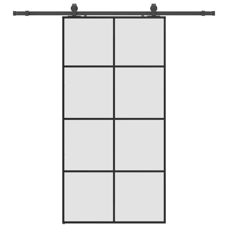 Schiebetür mit Beschlag Schwarz 102,5x205 cm ESG-Glas