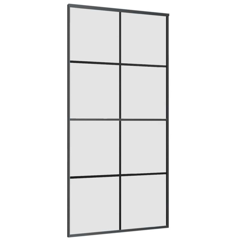 Schiebetür mit Beschlag Schwarz 102,5x205 cm ESG-Glas