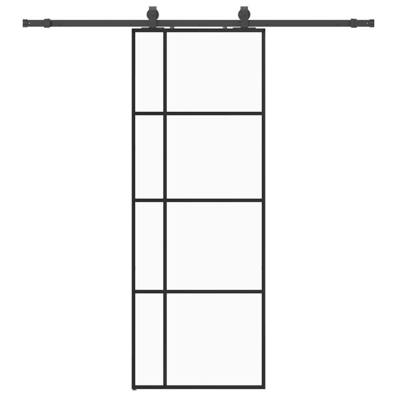 Schiebetür mit Beschlag Schwarz 76x205 cm ESG-Glas