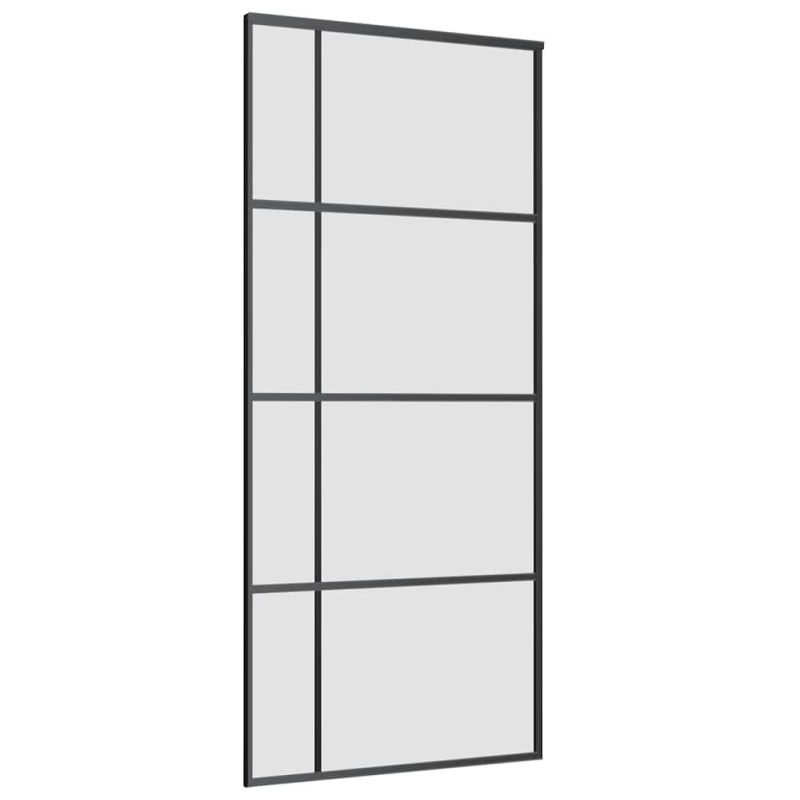 Schiebetür mit Beschlag Schwarz 90x205 cm ESG-Glas