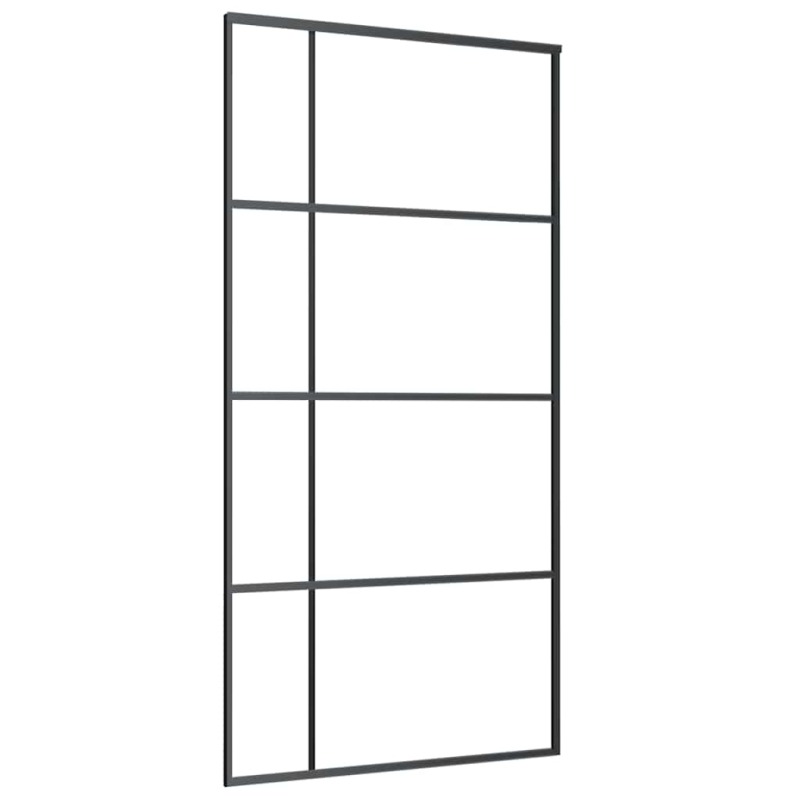 Schiebetür mit Beschlag Schwarz 102,5x205 cm ESG-Glas