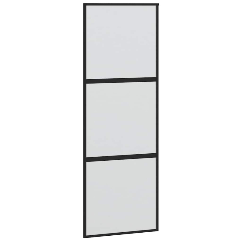 Schiebetür mit Beschlag Schwarz 76x205 cm Hartglas