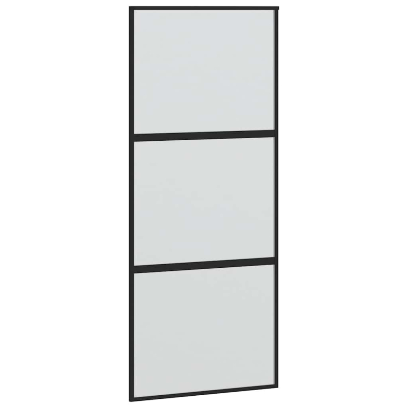 Schiebetür mit Beschlag Schwarz 90x205 cm Hartglas
