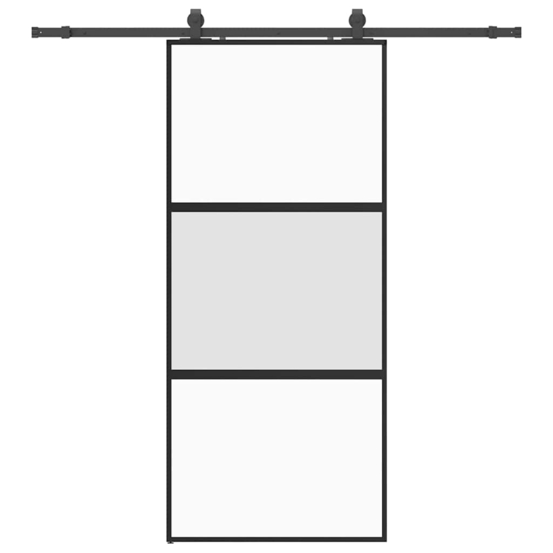 Schiebetür mit Beschlag Schwarz 90x205 cm Hartglas