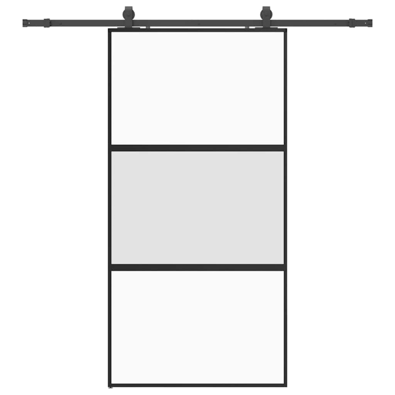 Schiebetür mit Beschlag Schwarz 102,5x205 cm Hartglas