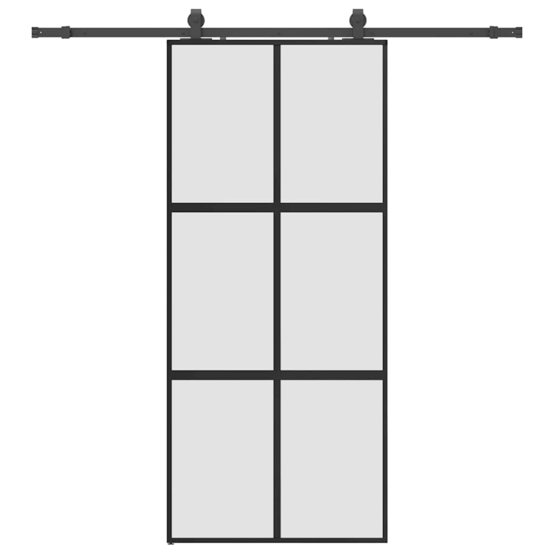 Schiebetür mit Beschlag Schwarz 90x205 cm Hartglas