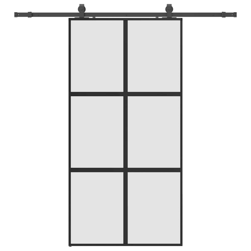 Schiebetür mit Beschlag Schwarz 102,5x205 cm Hartglas