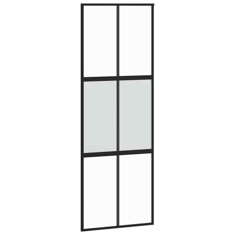 Schiebetür mit Beschlag Schwarz 76x205 cm Hartglas