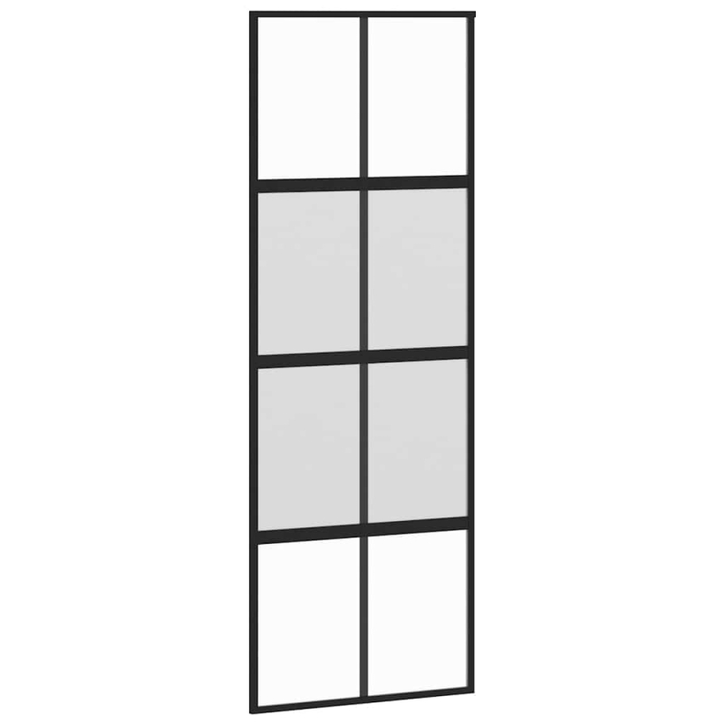 Schiebetür mit Beschlag Schwarz 76x205 cm Hartglas
