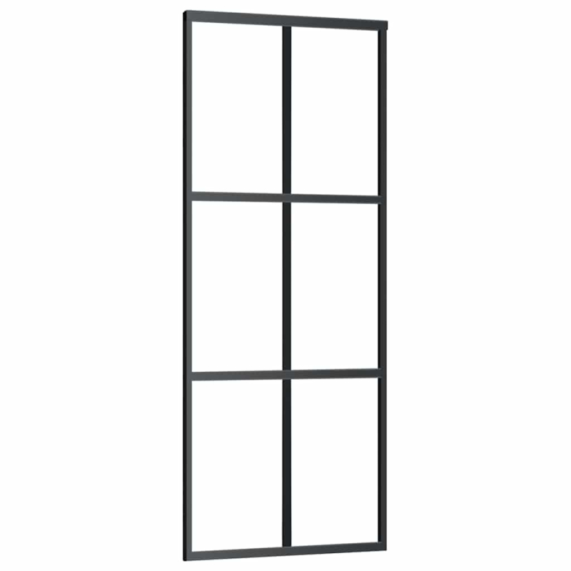 Schiebetür mit Beschlag Schwarz 76x205 cm ESG-Glas