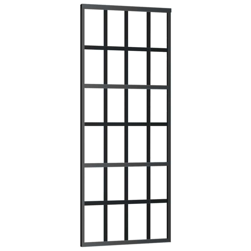 Schiebetür mit Beschlag Schwarz 76x205 cm ESG-Glas