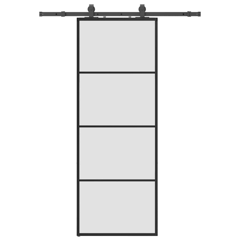 Schiebetür mit Beschlag Schwarz 76x205 cm ESG-Glas