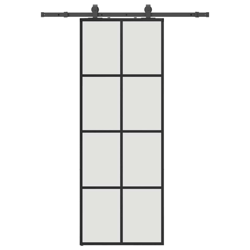 Schiebetür mit Beschlag Schwarz 76x205 cm ESG-Glas