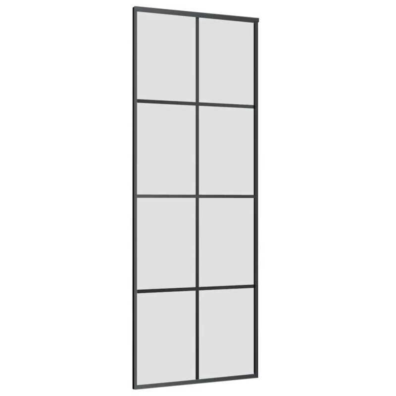 Schiebetür mit Beschlag Schwarz 76x205 cm ESG-Glas