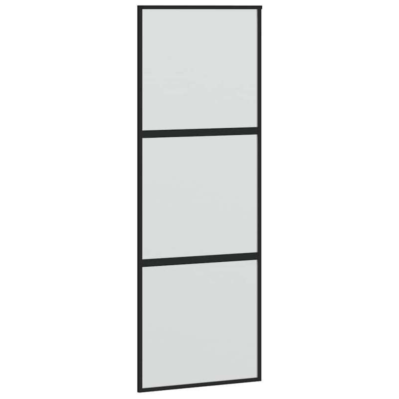 Schiebetür mit Beschlag Schwarz 76x205 cm Hartglas