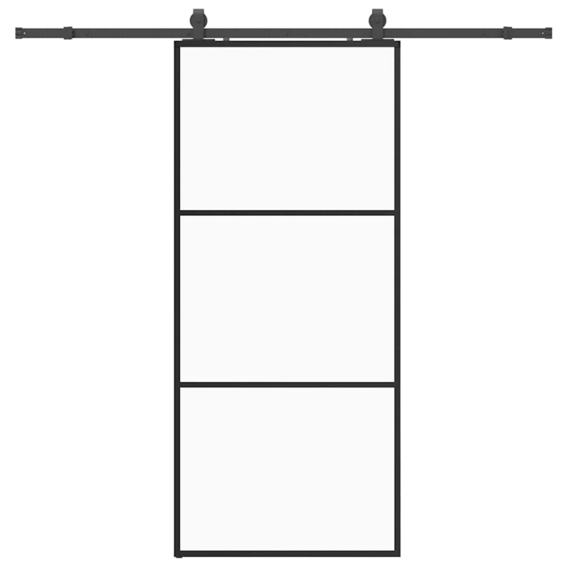 Schiebetür mit Beschlag Schwarz 90x205 cm ESG-Glas