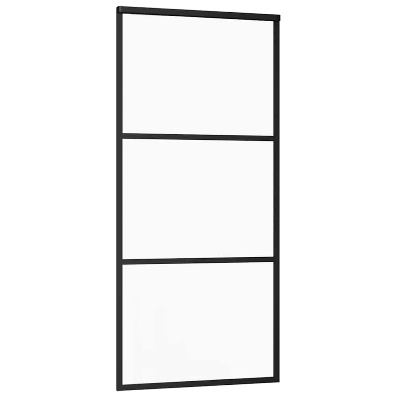 Schiebetür mit Beschlag Schwarz 90x205 cm ESG-Glas
