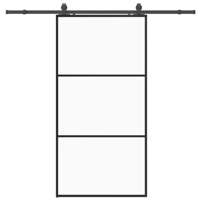 Schiebetür mit Beschlag Schwarz 102x205 cm ESG-Glas