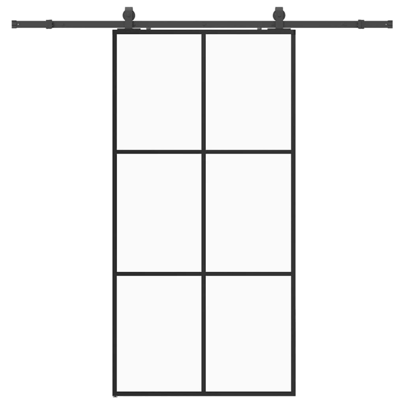 Schiebetür mit Beschlag Schwarz 102x205 cm ESG-Glas