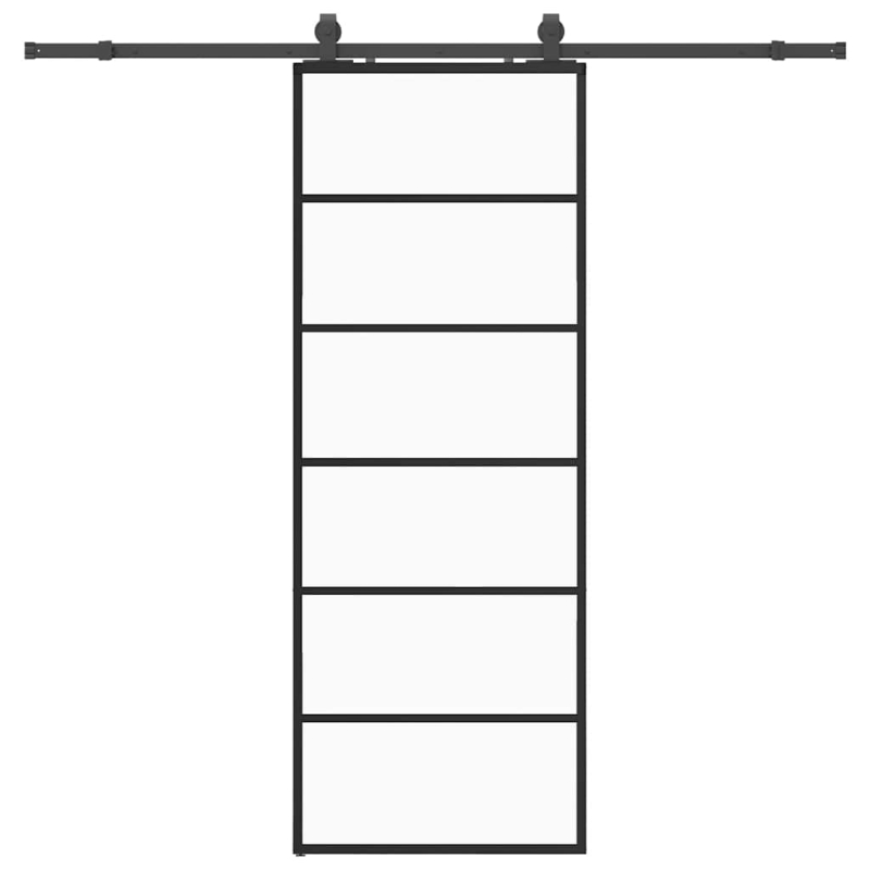 Schiebetür mit Beschlag Schwarz 76x205 cm ESG-Glas