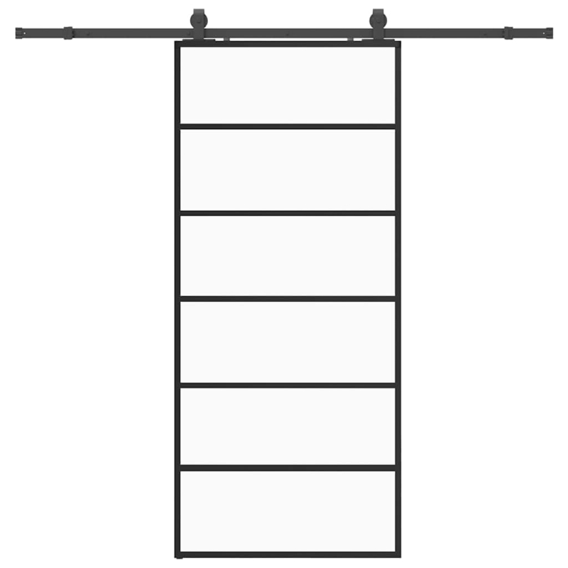 Schiebetür mit Beschlag Schwarz 90x205 cm ESG-Glas