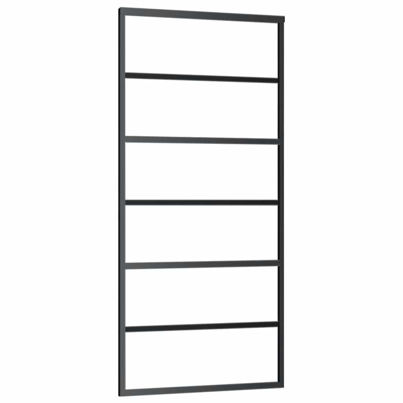 Schiebetür mit Beschlag Schwarz 90x205 cm ESG-Glas
