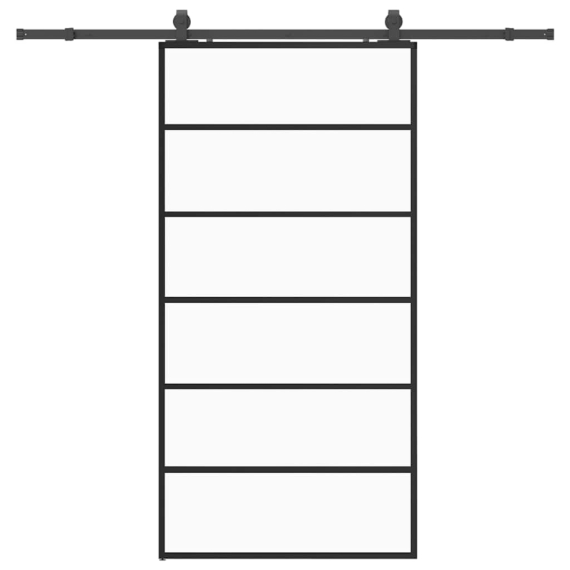 Schiebetür mit Beschlag Schwarz 102x205 cm ESG-Glas