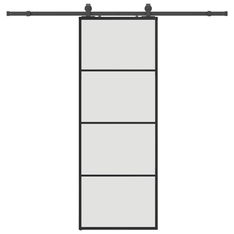 Schiebetür mit Beschlag Schwarz 76x205 cm ESG-Glas