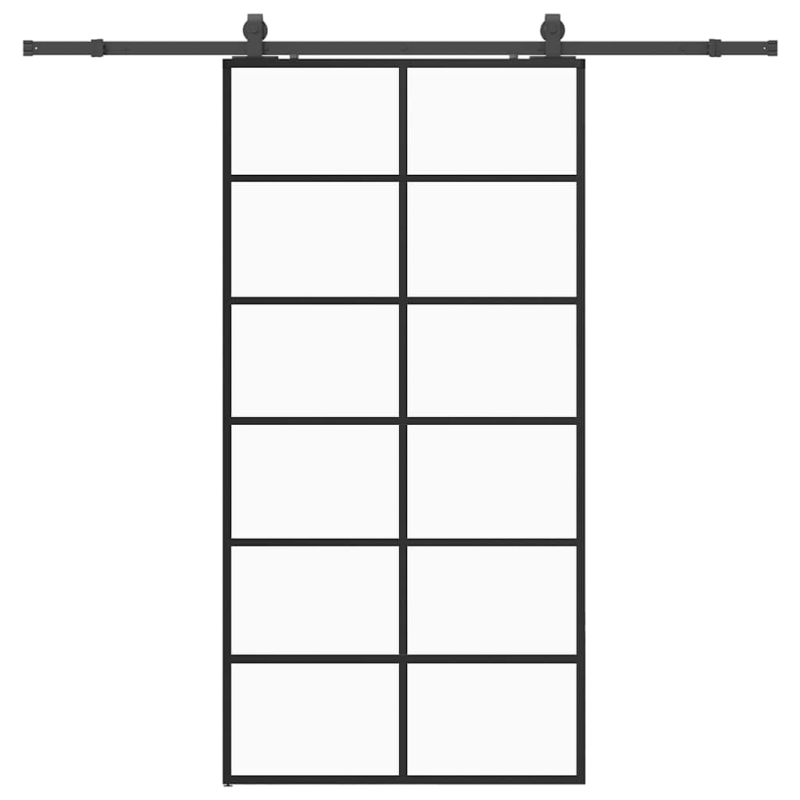 Schiebetür mit Beschlag Schwarz 90x205 cm ESG-Glas