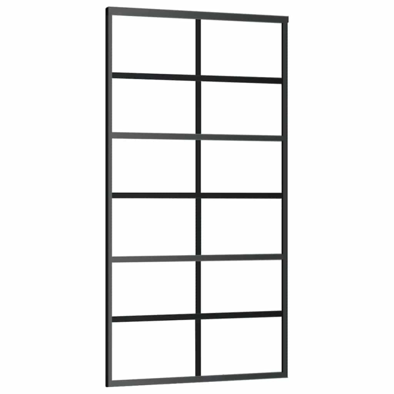 Schiebetür mit Beschlag Schwarz 102x205 cm ESG-Glas