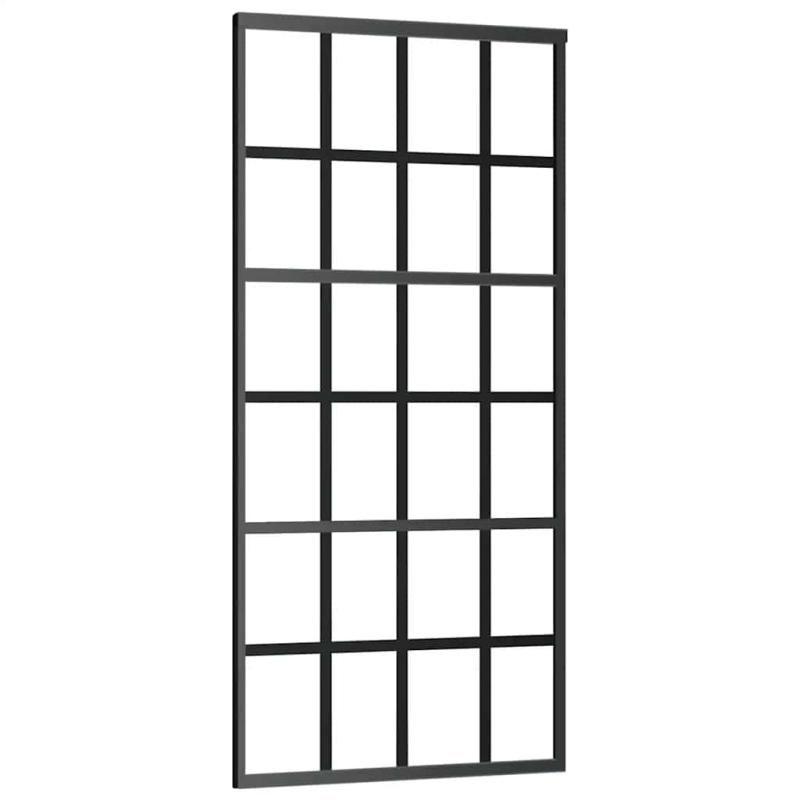 Schiebetür mit Beschlag Schwarz 90x205 cm ESG-Glas