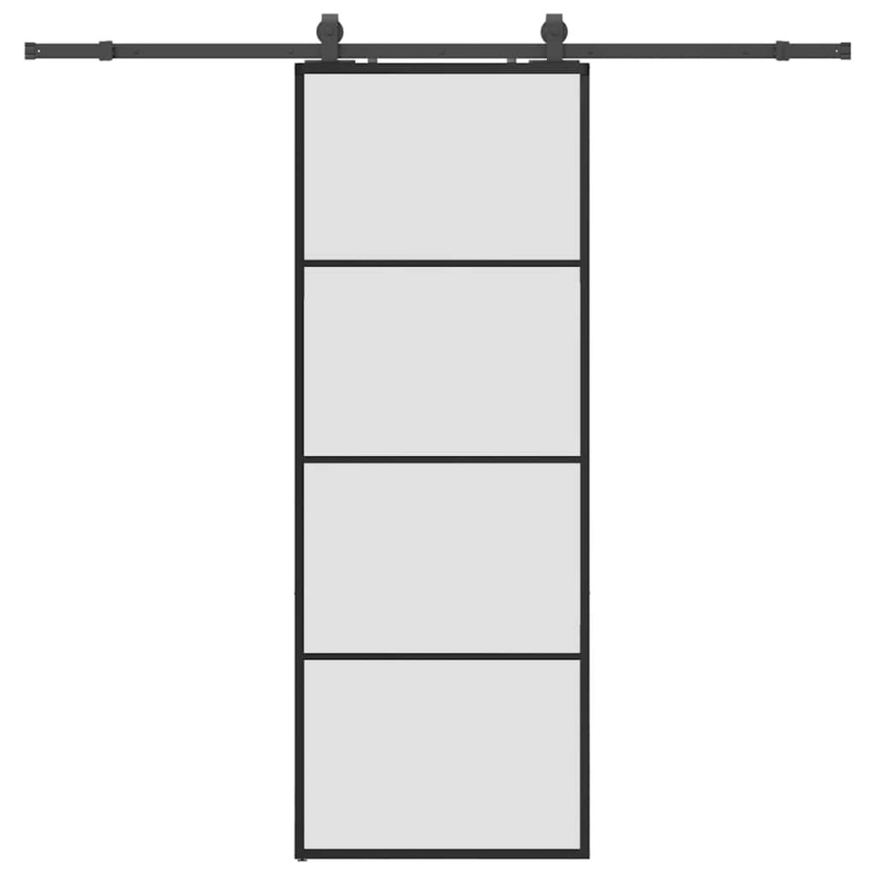 Schiebetür mit Beschlag Schwarz 76x205 cm ESG-Glas