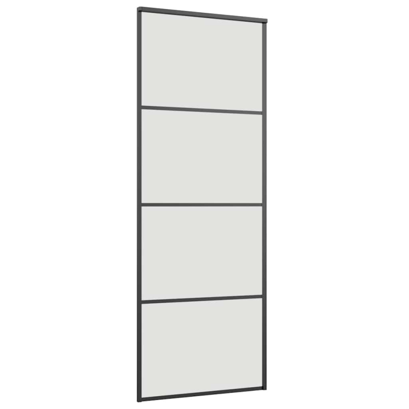 Schiebetür mit Beschlag Schwarz 76x205 cm ESG-Glas