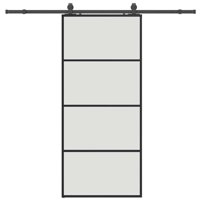 Schiebetür mit Beschlag Schwarz 90x205 cm ESG-Glas