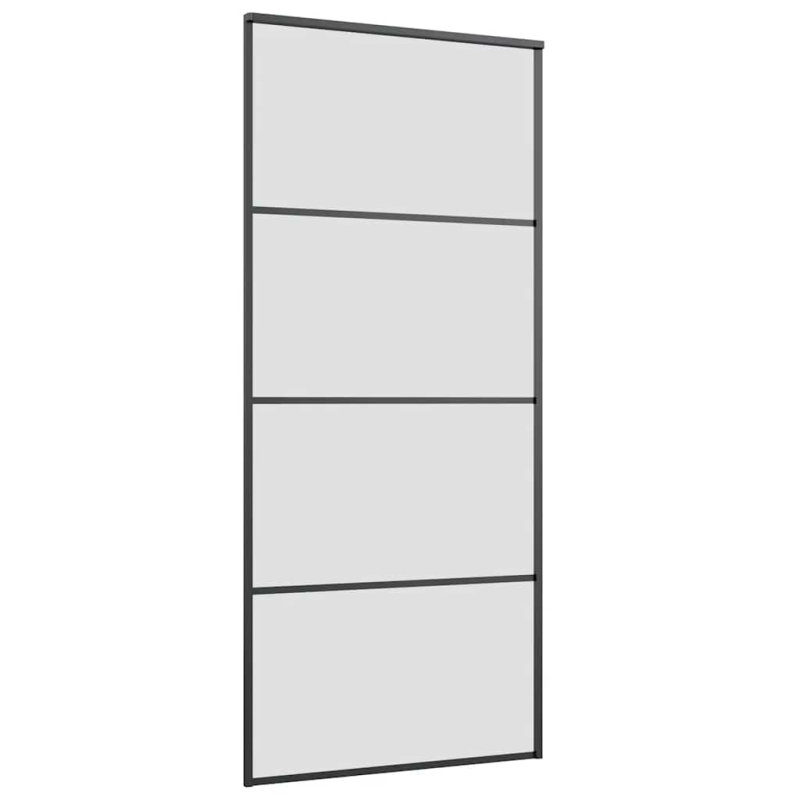 Schiebetür mit Beschlag Schwarz 90x205 cm ESG-Glas