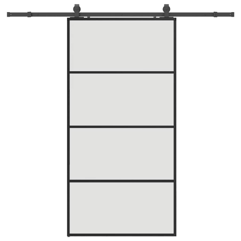 Schiebetür mit Beschlag Schwarz 102,5x205 cm ESG-Glas
