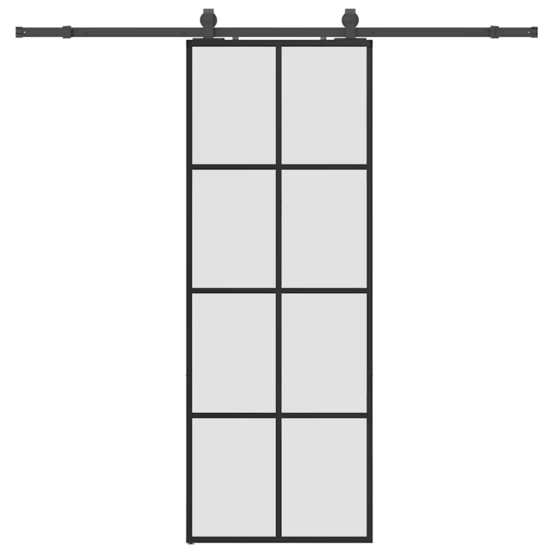 Schiebetür mit Beschlag Schwarz 76x205 cm ESG-Glas