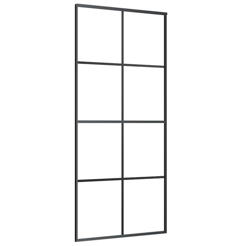 Schiebetür mit Beschlag Schwarz 90x205 cm ESG-Glas