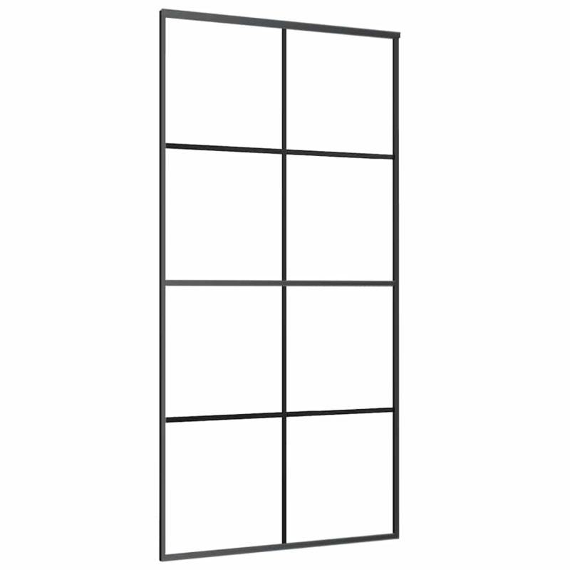Schiebetür mit Beschlag Schwarz 102,5x205 cm ESG-Glas